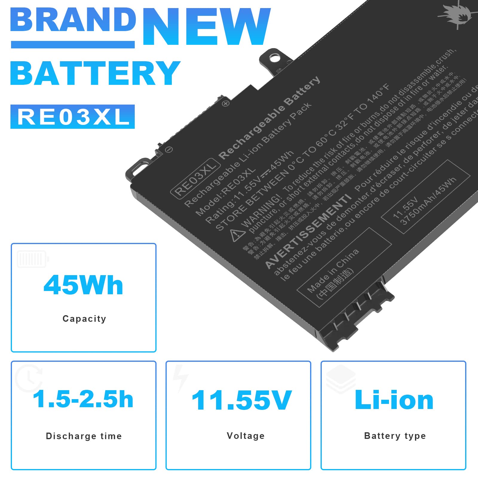 Amazon.com: Fancy Buying RE03XL L32656-005 Laptop Battery for HP